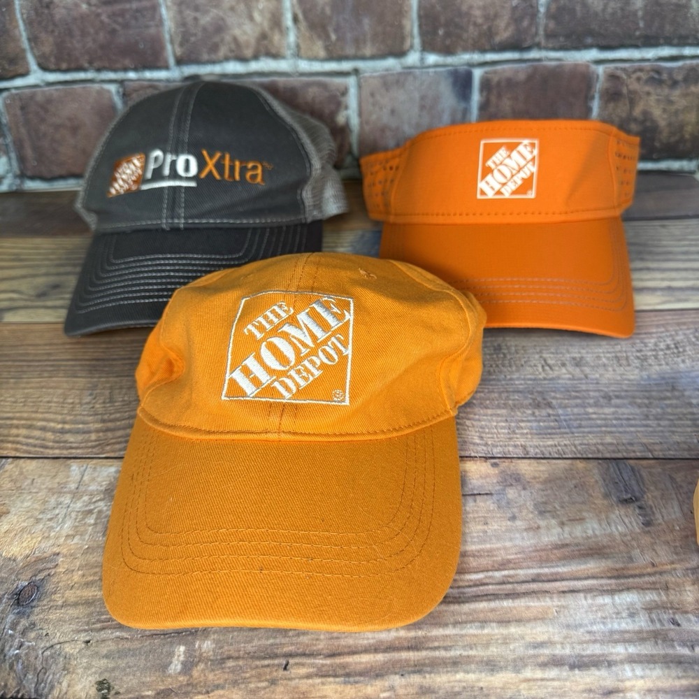 Home Depot Lot of 3 Orange Hat Cap Pro Xtra Mesh Cap‎ & Visor